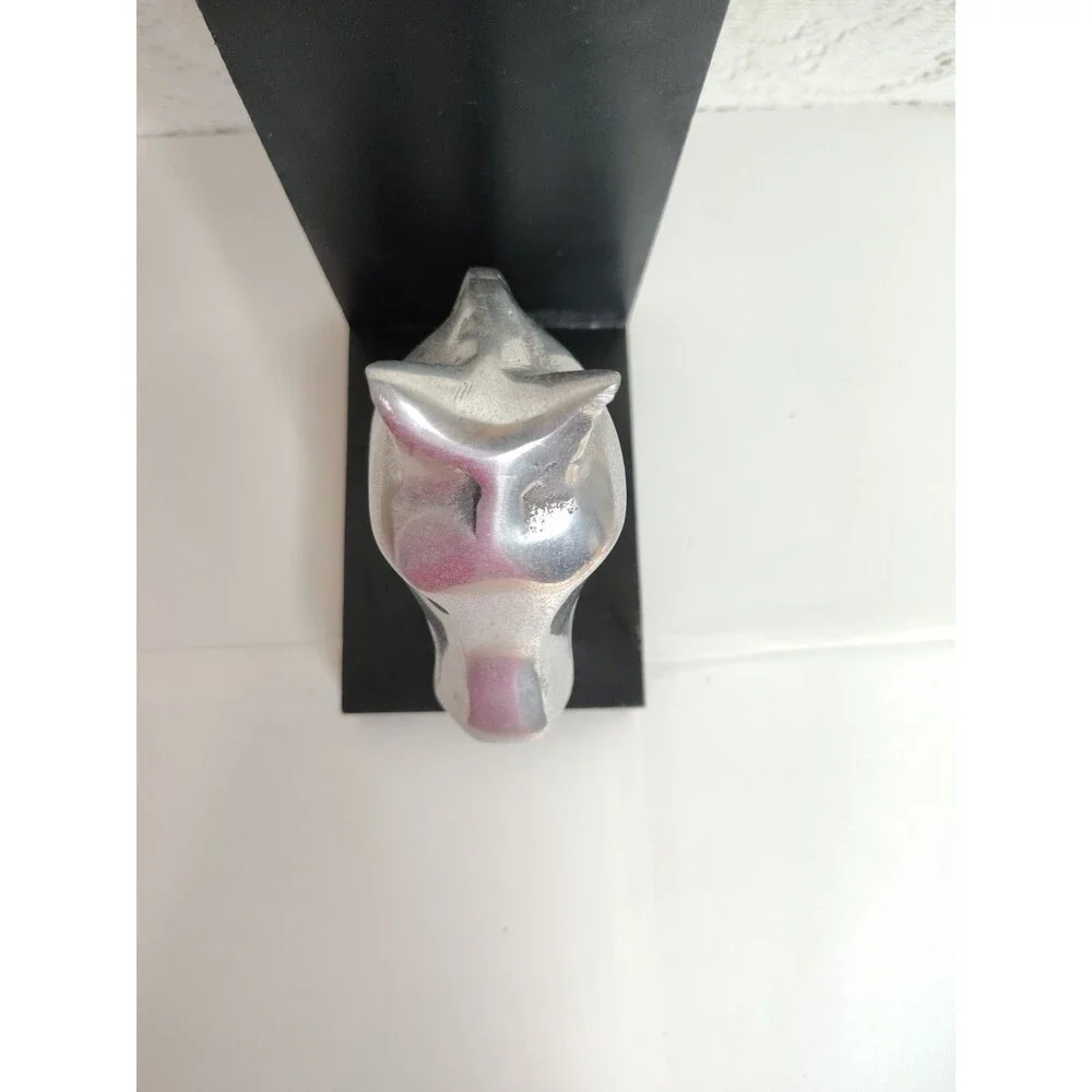 Horse head book end only 1 pc 6 3/4 inches aluminum and wood